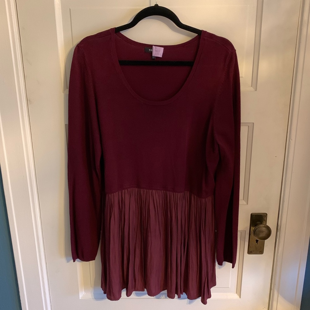 torrid Wine Scoop Neck Long Sleeve Peplum Sweater